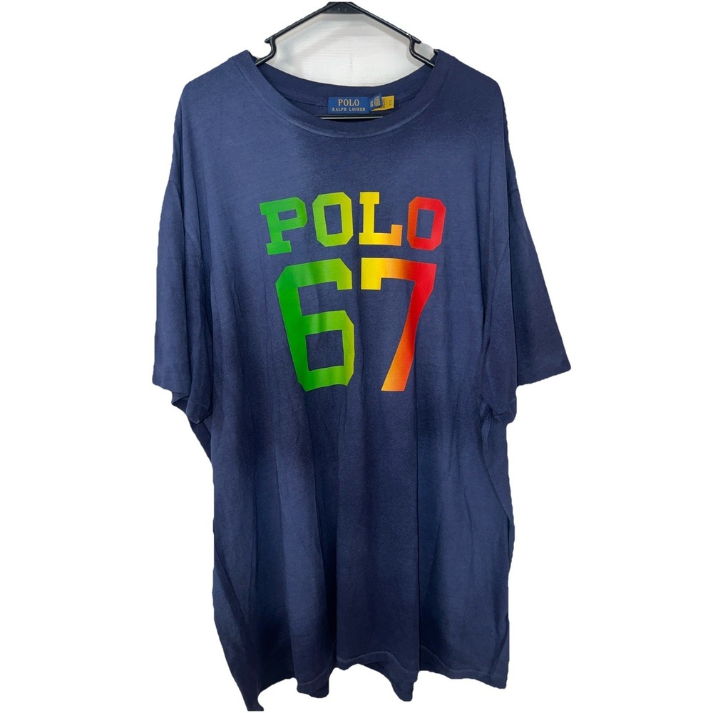 Polo Ralph Lauren Men's Polo 67 Classic S/S T-Shirt Navy Blue‎ Size XLT